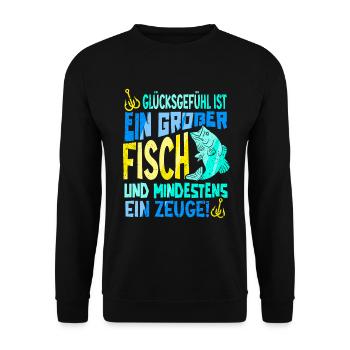 Glücksgefühl Ist Ein Großer Fisch Angeln - Unisex Pullover - Schwarz - Vorne - Alina (178cm) & Michal (187cm)