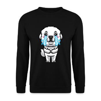 Pyrenäenberghund Hund Traurig Weinen - Unisex Pullover - Schwarz - Vorne - Alina (178cm) & Michal (187cm)