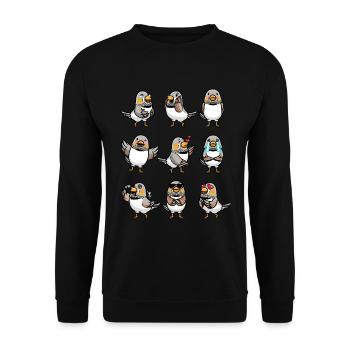 Zebra Finch Bird Emoticon - Unisex Sweatshirt - black - Front - Alina (178cm) & Michal (187cm)
