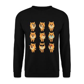 Zwergspitz Chien Émoticône de Poméranie - Sweat-shirt Unisexe - noir - Devant - Alina (178cm) & Michal (187cm)