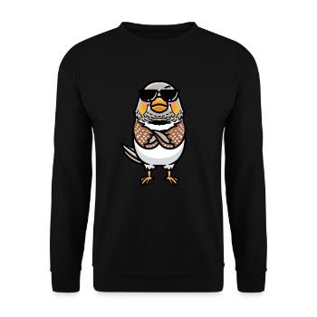 Zebra Finch Bird Emoticon With - Unisex Sweatshirt - black - Front - Alina (178cm) & Michal (187cm)