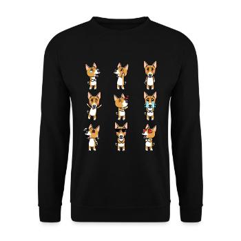 Basenji Hund Emoticon - Unisex Pullover - Schwarz - Vorne - Alina (178cm) & Michal (187cm)