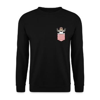 Zebra Finch Bird In Pocket With - Unisex Sweatshirt - black - Front - Alina (178cm) & Michal (187cm)