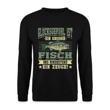 Glücksgefühl Ist Ein Großer Fisch Angeln - Unisex Pullover - Schwarz - Vorne - Alina (178cm) & Michal (187cm)