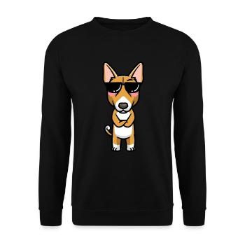 Basenji Hund Emoticon - Unisex Pullover - Schwarz - Vorne - Alina (178cm) & Michal (187cm)