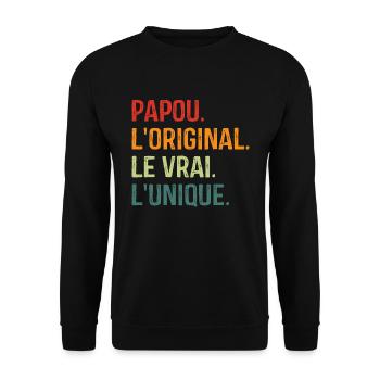 Papou L'original Le Vrai L'unique - Sweat-shirt Unisexe - noir - Devant - Alina (178cm) & Michal (187cm)