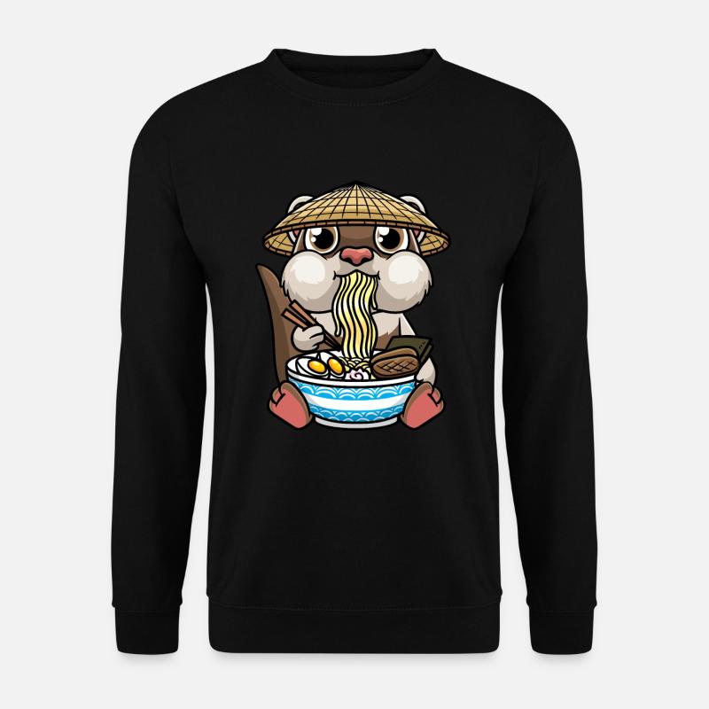 Frettchen Isst Ramen Nudeln Anime Kawaii - Unisex Pullover - Schwarz