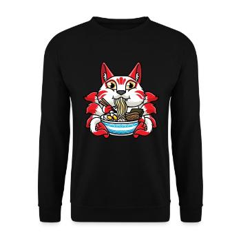 Kitsune Isst Ramen-nudeln Anime - Unisex Pullover - Schwarz - Vorne - Alina (178cm) & Michal (187cm)