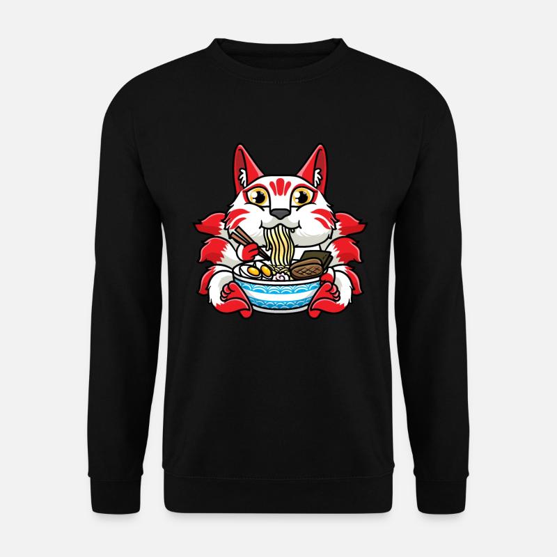 Kitsune Eats Ramen Noodles Anime - Unisex Sweatshirt - black