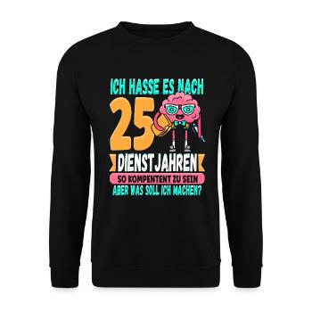 25 Jähriges Dienstjubiläum Firmenjubiläum - Unisex Pullover - Schwarz - Vorne - Alina (178cm) & Michal (187cm)