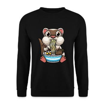 Ferret Eats Ramen Noodles Anime Kawaii - Unisex Sweatshirt - black - Front - Alina (178cm) & Michal (187cm)