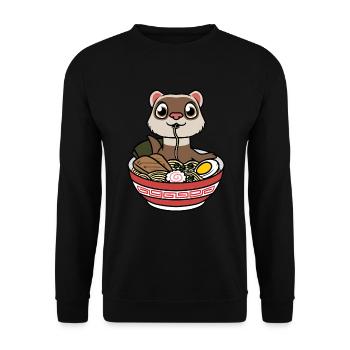 Ferret Eats Ramen Noodles Anime Kawaii - Unisex Sweatshirt - black - Front - Alina (178cm) & Michal (187cm)