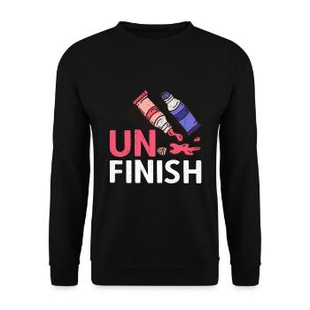 Unfinish Malerei Farben Zeichnen Malen Kunst - Unisex Pullover - Schwarz - Vorne - Alina (178cm) & Michal (187cm)