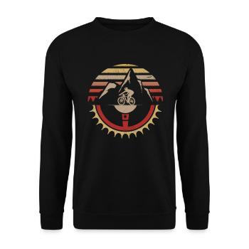 Mountainbike Radfahren Radfahrer Vintage - Unisex Pullover - Schwarz - Vorne - Alina (178cm) & Michal (187cm)