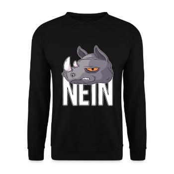 Afrika Nashorn Lustiger Spruch Nein - Unisex Pullover - Schwarz - Vorne - Alina (178cm) & Michal (187cm)