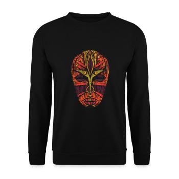 Afrika Maske Südafrika Stamm Ureinwohner - Unisex Pullover - Schwarz - Vorne - Alina (178cm) & Michal (187cm)