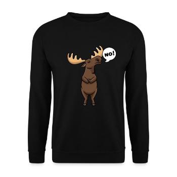 Stubborn moose with moose antlers Elentier No - Unisex Sweatshirt - black - Front - Alina (178cm) & Michal (187cm)