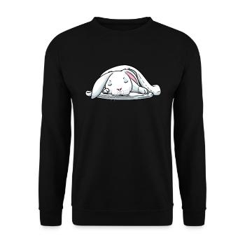 White Rabbit Sleeping Rabbit Tired - Unisex Sweatshirt - black - Front - Alina (178cm) & Michal (187cm)