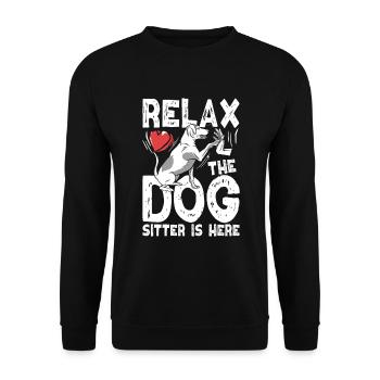 Relax the dog sitter is dog here - Unisex Sweatshirt - black - Front - Alina (178cm) & Michal (187cm)
