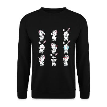 White Rabbit Emoticons Rabbit - Unisex Sweatshirt - black - Front - Alina (178cm) & Michal (187cm)