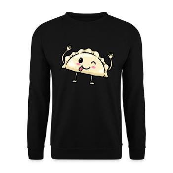 Pierogi Kawaii Emoticon Cuisine polonaise - Sweat-shirt Unisexe - noir - Devant - Alina (178cm) & Michal (187cm)