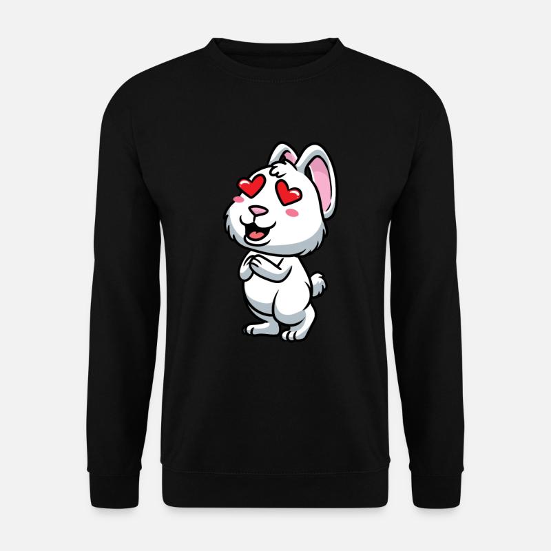Weißes Kaninchen Emoticons Hase - Unisex Pullover - Schwarz