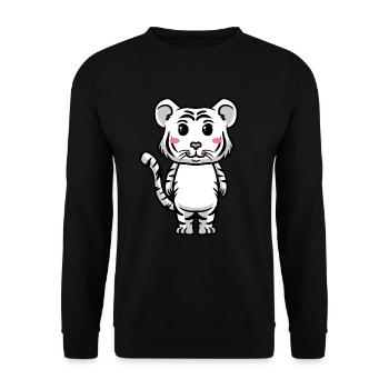 Weißer Tiger Emoticon Bengalischer Tiger - Unisex Pullover - Schwarz - Vorne - Alina (178cm) & Michal (187cm)