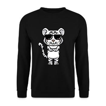 Weißer Tiger Emoticon Bengalischer Tiger - Unisex Pullover - Schwarz - Vorne - Alina (178cm) & Michal (187cm)