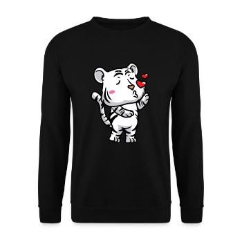 Weißer Tiger Emoticon Bengalischer Tiger - Unisex Pullover - Schwarz - Vorne - Alina (178cm) & Michal (187cm)