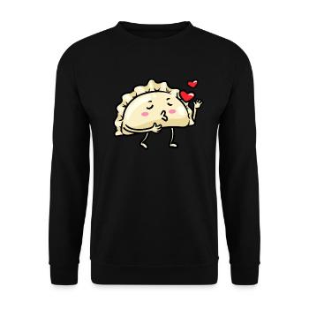 Pierogi Kawaii Emoticon Cuisine polonaise - Sweat-shirt Unisexe - noir - Devant - Alina (178cm) & Michal (187cm)