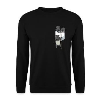 Tapir in Brusttasche - Unisex Pullover - Schwarz - Vorne - Alina (178cm) & Michal (187cm)