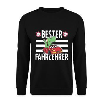 Bester Fahrlehrer Humor Auto Führerschein - Unisex Pullover - Schwarz - Vorne - Alina (178cm) & Michal (187cm)