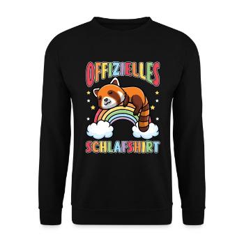 Offizielles Schlafshirt Roter Panda - Unisex Pullover - Schwarz - Vorne - Alina (178cm) & Michal (187cm)