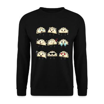 Pierogi Kawaii Emoticon Cuisine polonaise - Sweat-shirt Unisexe - noir - Devant - Alina (178cm) & Michal (187cm)