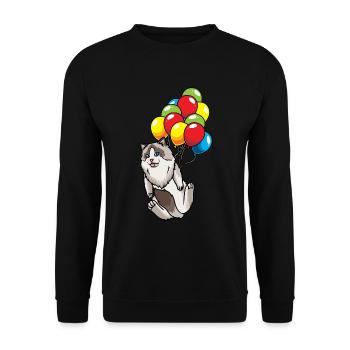 Ragdoll Katze Luftballons Katzenliebhaber - Unisex Pullover - Schwarz - Vorne - Alina (178cm) & Michal (187cm)