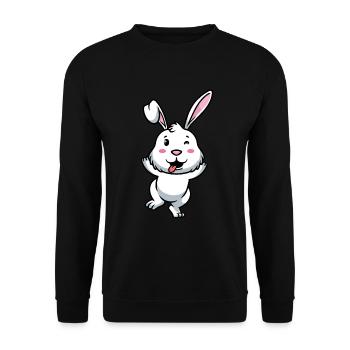 White Rabbit Emoticon Rabbit - Unisex Sweatshirt - black - Front - Alina (178cm) & Michal (187cm)