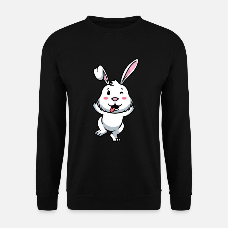 White Rabbit Emoticon Rabbit - Unisex Sweatshirt - black