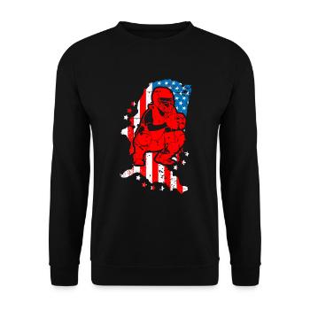 Baseball Spieler Amerikanische Flagge - Unisex Pullover - Schwarz - Vorne - Alina (178cm) & Michal (187cm)