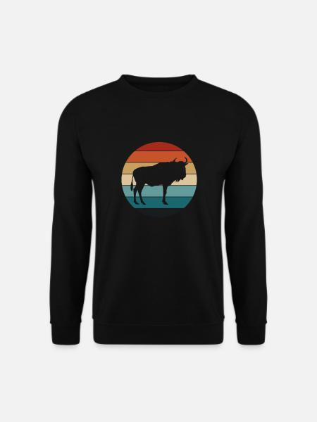 Retro Gnu Weißschwanzgnu Weißbartgnu Afrika - Unisex Pullover - Schwarz