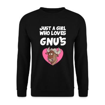 Just A Girl Who Loves GNU's - Unisex Sweatshirt - black - Front - Alina (178cm) & Michal (187cm)