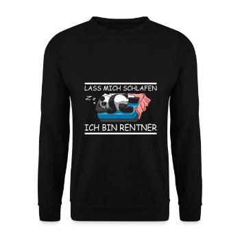 Rente Schlafender Panda im Ruhestand - Unisex Pullover - Schwarz - Vorne - Alina (178cm) & Michal (187cm)