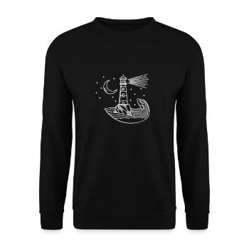 Maritim Meer Leuchtturm - Unisex Pullover - Schwarz - Vorne - Alina (178cm) & Michal (187cm)