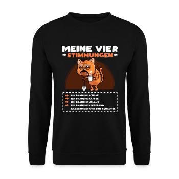 Katze Lustige Sprüche Kaffee - Unisex Pullover - Schwarz - Vorne - Alina (178cm) & Michal (187cm)