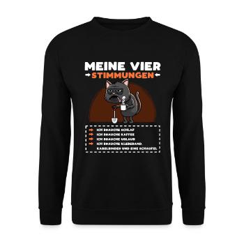 Katze Lustige Sprüche Kaffee - Unisex Pullover - Schwarz - Vorne - Alina (178cm) & Michal (187cm)