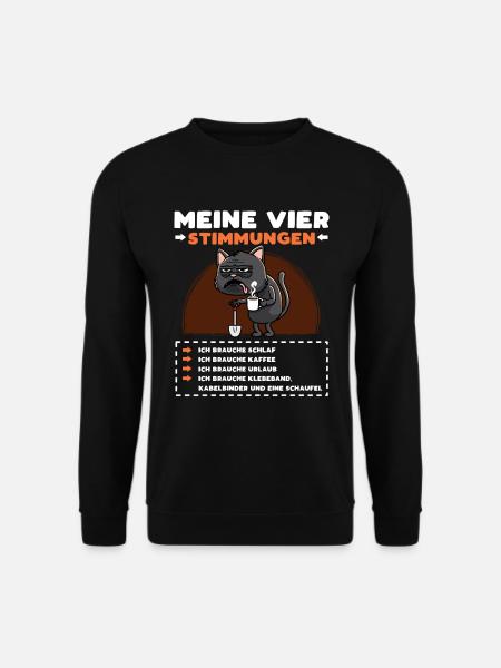 Katze Lustige Sprüche Kaffee - Unisex Pullover - Schwarz