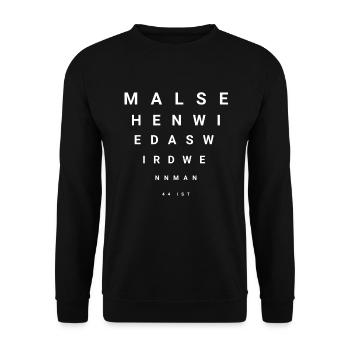 44. Geburtstag 44 Jahre Geschenk Sehtest - Unisex Pullover - Schwarz - Vorne - Alina (178cm) & Michal (187cm)