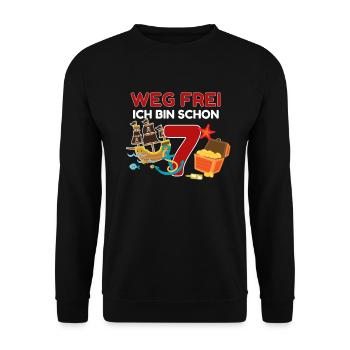 Piraten 7. Geburtstag Pirat 7 Jahre Geschenk - Unisex Pullover - Schwarz - Vorne - Alina (178cm) & Michal (187cm)