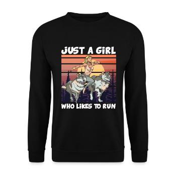 Just a Girl Who Likes to RUN Trailrunning Jogging - Unisex Sweatshirt - black - Front - Alina (178cm) & Michal (187cm)