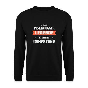Rente Ruhestand Pension PR-Manager - Unisex Pullover - Schwarz - Vorne - Alina (178cm) & Michal (187cm)
