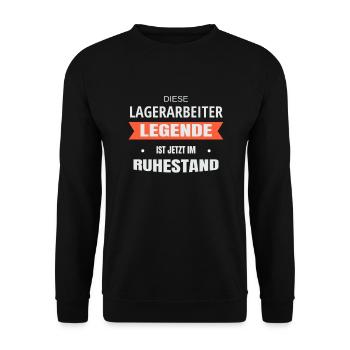 Rente Ruhestand Pension Lagerarbeiter - Unisex Pullover - Schwarz - Vorne - Alina (178cm) & Michal (187cm)